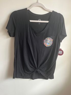 Over Sized pre tied pocket t shirt with Aunt Logo size XS