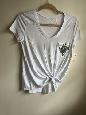 Oversized, pre tied pocket t shirt with Let's go girls Size XS